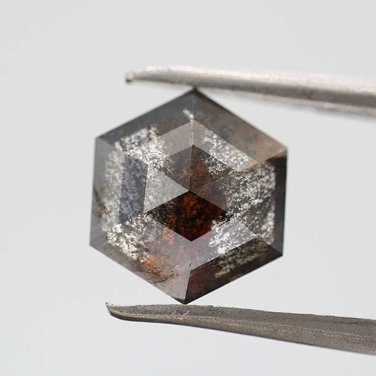 1.85 Ct Salt & Pepper Diamond Natural Hexagon Shape Loose Fancy Dark Gray Color For Wedding Ring Gift Her