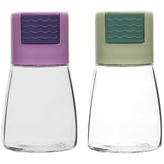 Farmhouse Salt and Pepper Shakers for Kitchen Counter - Easy Refilling Card Green + Card Purple