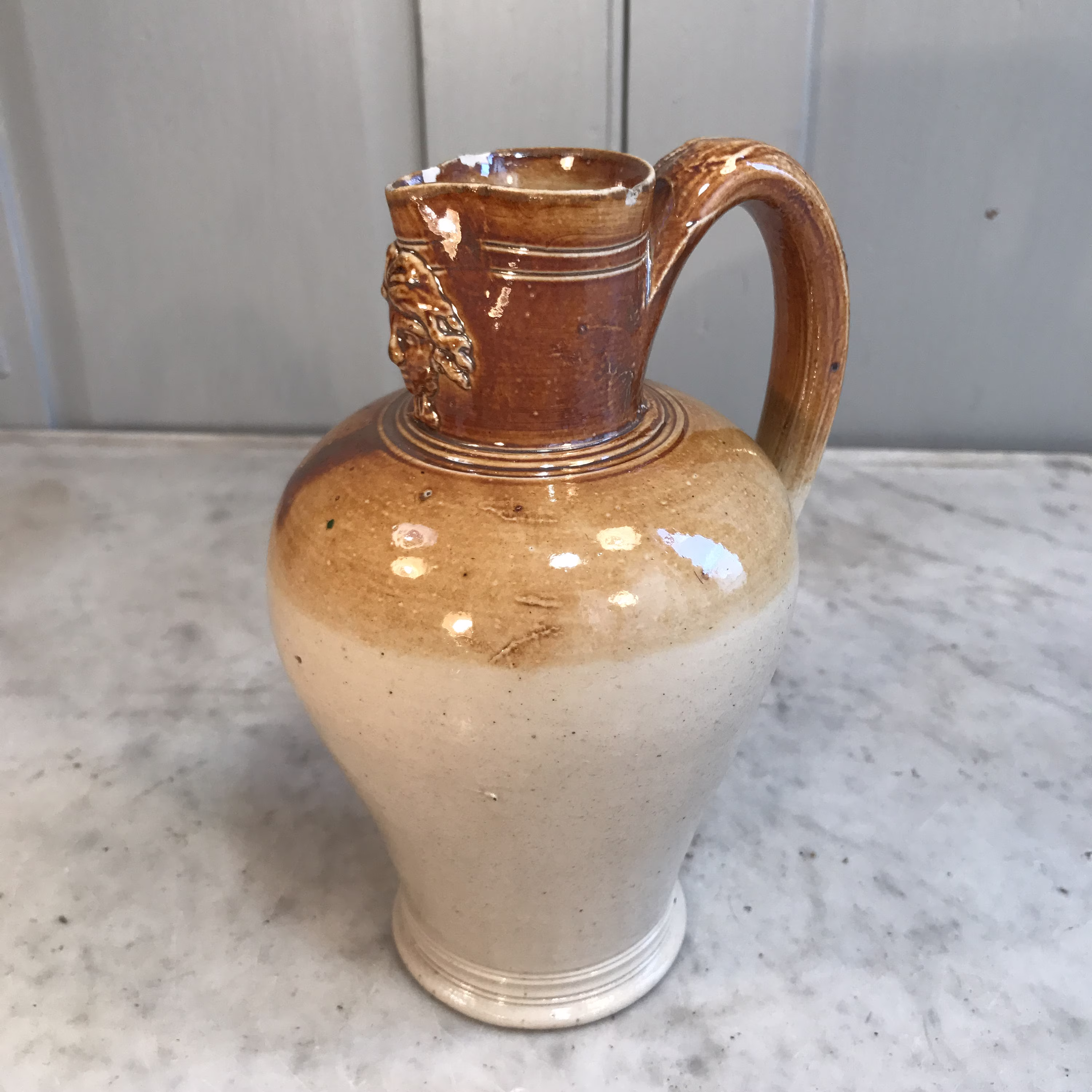 Antique English Salt Glaze Small Stoneware Jug