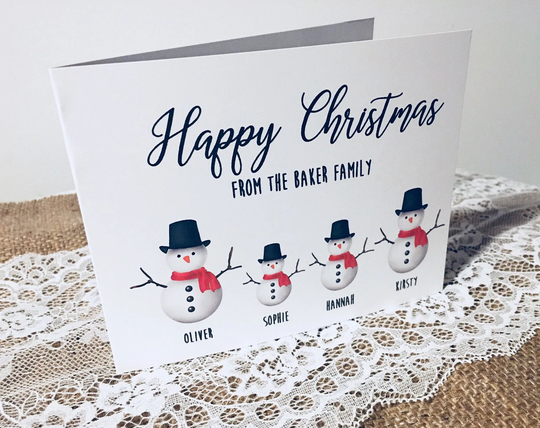 Personalised Family Snowmen Christmas Card