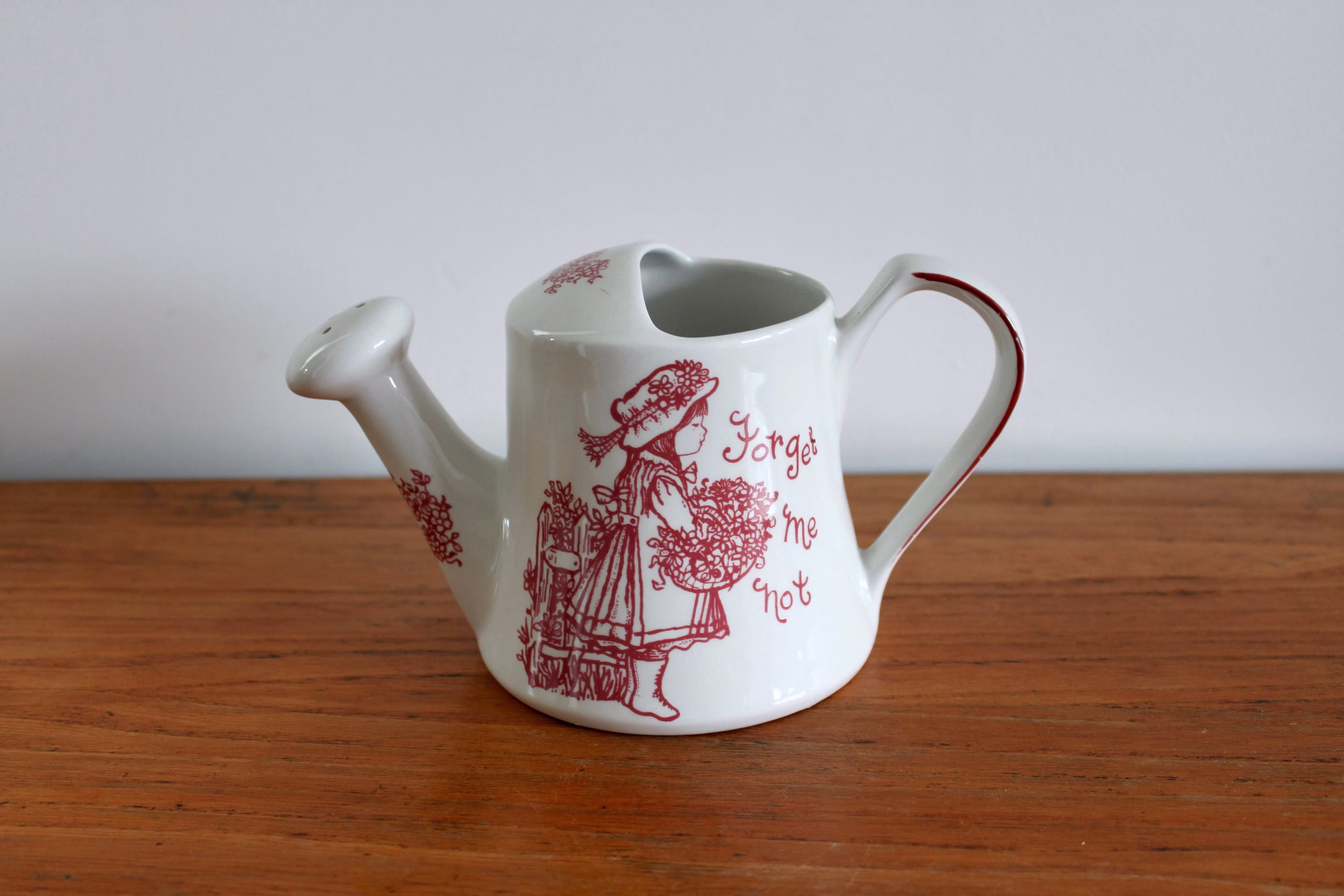 Retro Royal Crownford Forget Me Not Ceramic Watering Can | Made in England, Kitsch Ceramic, House Plant Can, Holly Hobbie Style