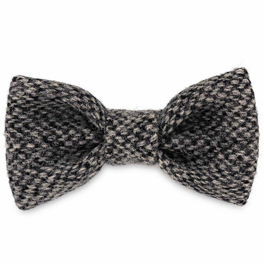 Salt And Pepper Harris Tweed Dog Bow Tie