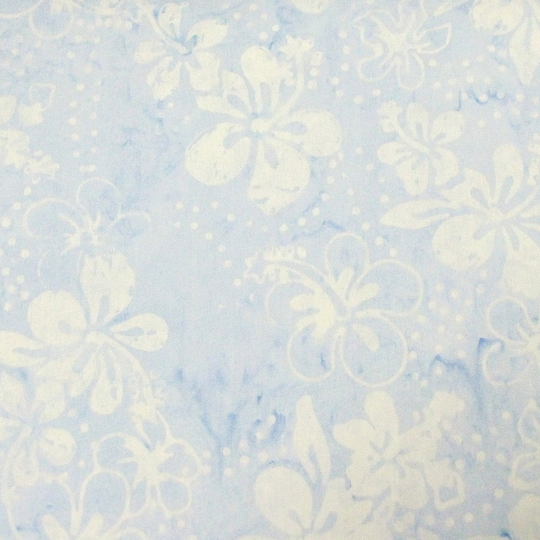 Sky Blue Hibiscus Floral Batik , Timeless Treasure, Breeze Tonga Unicorn, By The Yard