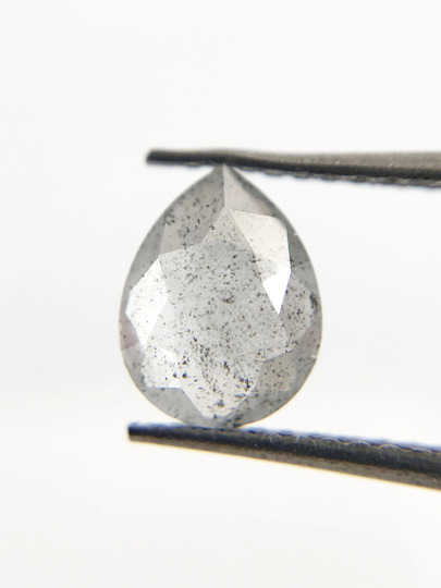 1.07Ct Salt & Pepper Diamond Grey Pear Shape Rose Cut Natural For Jewelry