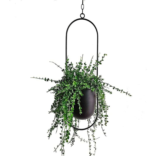 Metal Hanging Planter, Hanging Plants, Hanging Plant Stand Flower Pots, Indoor Outdoor Balcony Ceiling Garden Decoration, with Hanging Chain, Black
