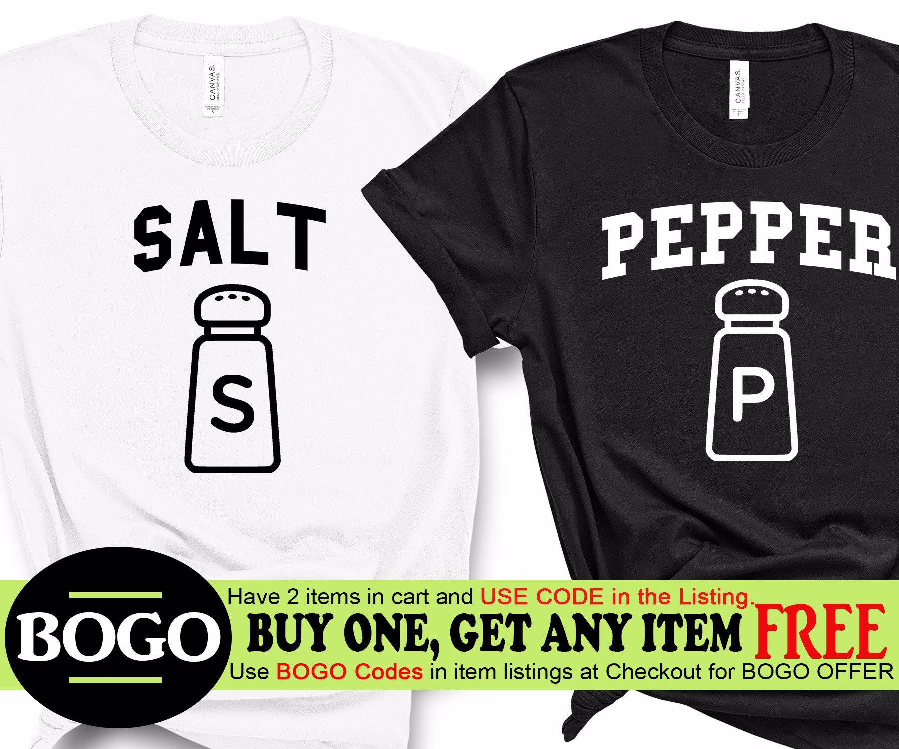 Bogo Sale - Salt & Pepper Couples Shirt Fashion Casual Unisex Soft Premium T-Shirt Halloween Costume Shirts