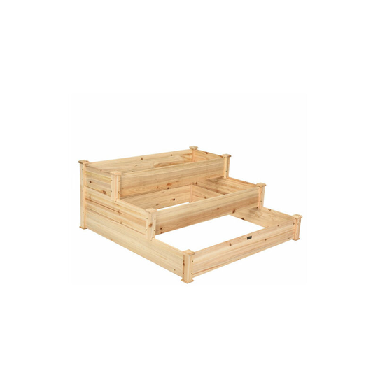 3 Tier Wooden Raised Garden Bed Growing Vegetable Flower Herb Indoor Outdoor Natural