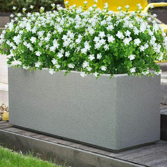 Artificial flowers false outdoors, plastic green for internal -hung planters in the house of the fixed wedding decor 8 stcs white