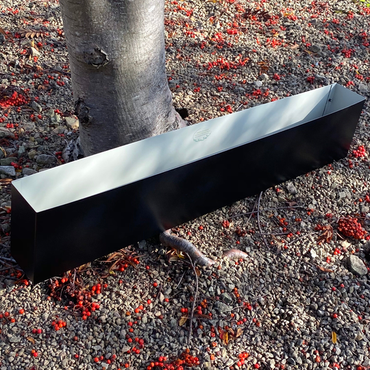 Black Metal Handmade Trough, Planter, With Rubber Trim 90cm L 19cm H 10cm D