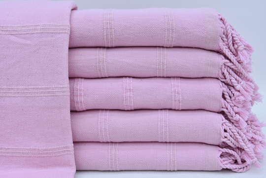 Turkish Beach Towel, Organic Peshtemal, Wedding Gift Holiday Bath Pink Stonewashed 36"x66