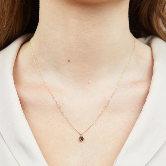 18ct Gold Hexagon Salt And Pepper Diamond Necklace, Gold