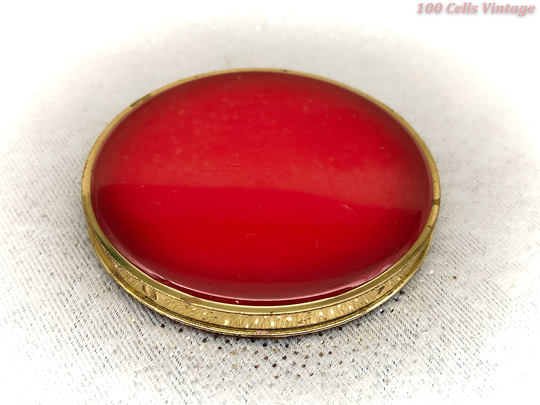 Minimalist Red Vintage Ladies Powder Compact -7.5cm
