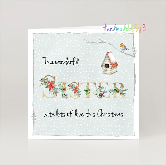 Sister Christmas Card, "To A Wonderful' Greeting 6" X 6