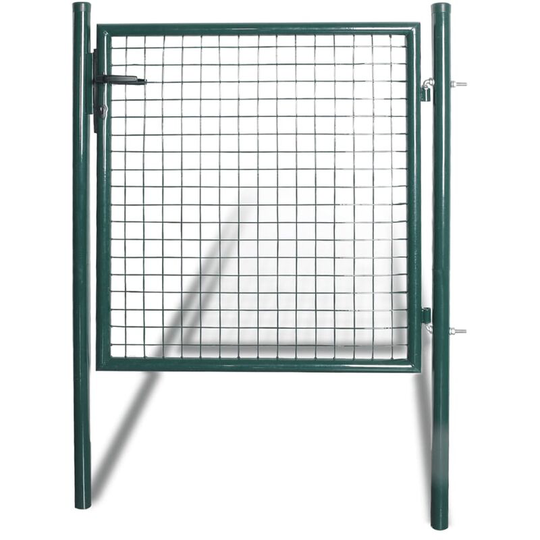 Single Door Fence Gate Powder-Coated Steel vidaXL - Green