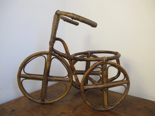 Vintage Bamboo Bicycle Planter. House Plant Stand, Good Sized Display Stand For Your Houseplants. Boho Decor