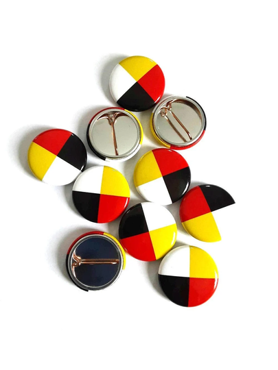Pack Of 10 Buttons 1 Inch Round Pins Badges Medicine Wheel First Nations Native Symbol Emblem
