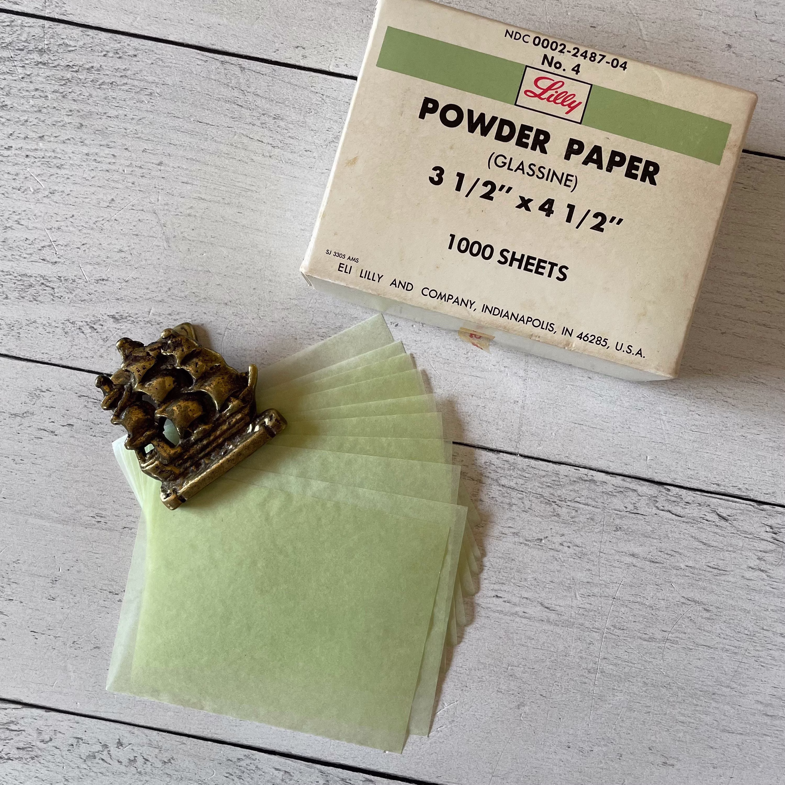 Vintage Lilly Green Glassine Powder Paper Set Of 5 Sheets