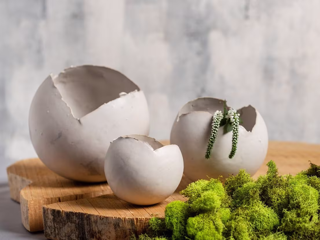 Set Of 3 Round Eclectic White Ceramic Planters, Handmade Pottery Planters Pots For Indoor