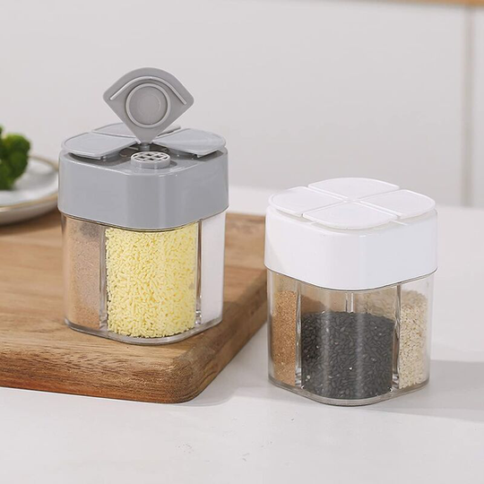 Echoo - 4-in-1 Plastic Salt and Pepper Seasoning Jar for Outdoor Cooking and Grilling