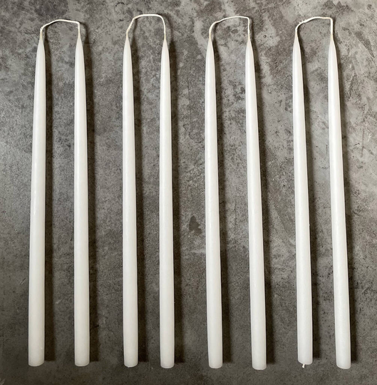 Hand Dipped Taper Candles In Hibiscus White