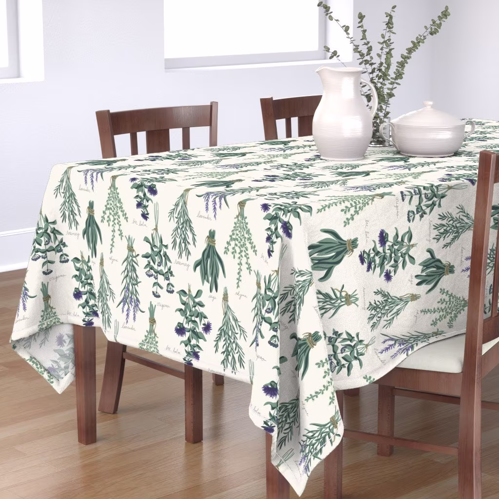 Herbs Tablecloth - Healing By Fernlesliestudio Typography Aromatic Apothecary Cotton Sateen Spoonflower