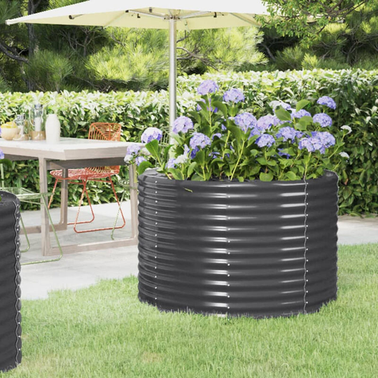 Asupermall - Garden Planter Powder-coated Steel 100x100x68 cm Anthracite