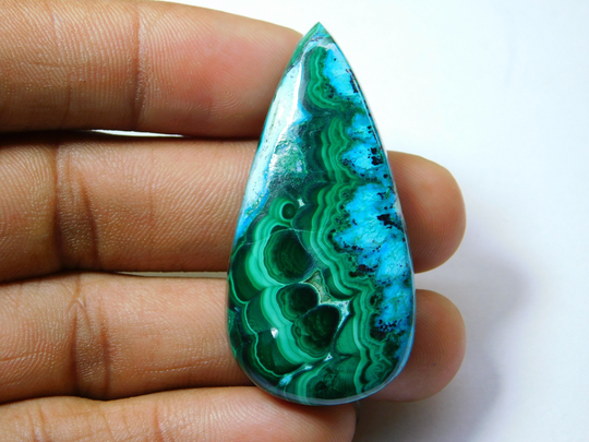 Chrysocolla Malachite Cabochon Gemstone 100 % Natural Loose Stone Wirewrapping Jewelry Making 85 Ct 49 X 24 Mm # 610