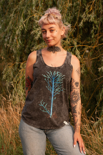 Coral Tree , Women Vest , 100% Organic Cotton, Eco Friendly Inks, Planting Tee 100 Trees Project