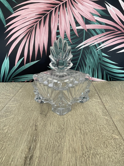 Clear Glass Trinket Pot - Ernst Buder Powder Pattern No. 510 Vintage Dressing Table Set