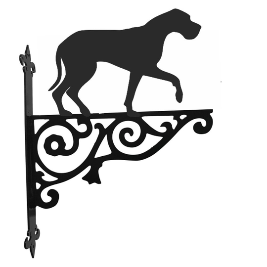Great Dane Ornamental Hanging Bracket - Contemporary Basket Wall Mounted Decorative Garden Black