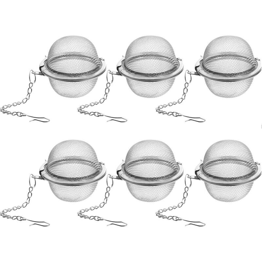 6pcs Ball Shaped Tea Strainer Loose Leaf Strainer Stainless Steel Loose Leaf Tea Strainer