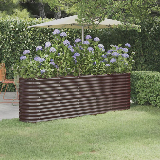 Asupermall - Garden Planter Powder-coated Steel 224x40x68 cm Brown