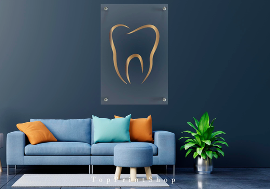 Golden Tooth Wall Art Dentisty Clinic Decoration Premium Dentist Gift Luxury Dental Hygienist Present Doctor's Office Decor