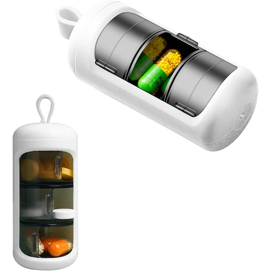 Perle Rare - 3 Compartment 7 Day Medicine Pill Organizer, 3 Times Daily Pill Box Mini Portable Lightproof, Waterproof for Travel (white)