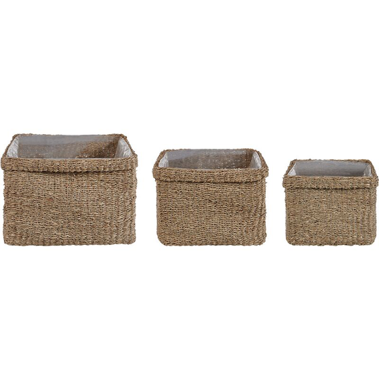 Beliani - Handwoven Set of 3 Seagrass Plant Pots Planters Natural Accessory Rivuline - Natural