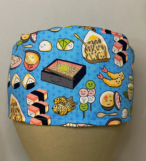 Scrub Caps Musubi, Takoyaki, Soba, Mochi, Green Tea, Shrimp Tempura, Miso Gyoza Scrub Cap, Surgical Cap, Healthcare Worker