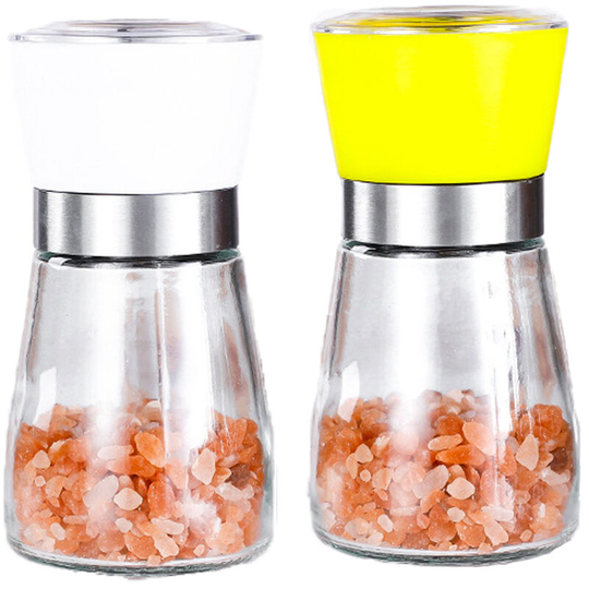 Fvbjd - Salt and Pepper Grinder- Salt and Pepper Shakers for Professional Chef with Brushed Stainless Steel 1pcs white+1pcs yellow