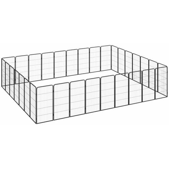 32-Panel Dog Playpen Black 50x100 cm Powder-coated Steel Vidaxl Black