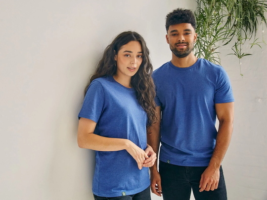 Organic Cotton T-Shirt - Blue Heather Ethical & Sustainable Mens/Womens Clothing Premium Quality Regular Fit Crew Neck UK Brand