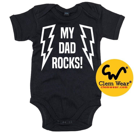 Organic Cotton Baby Grow My Dad Rocks Bodysuit Babygrow Father's Day Gift Present Rock