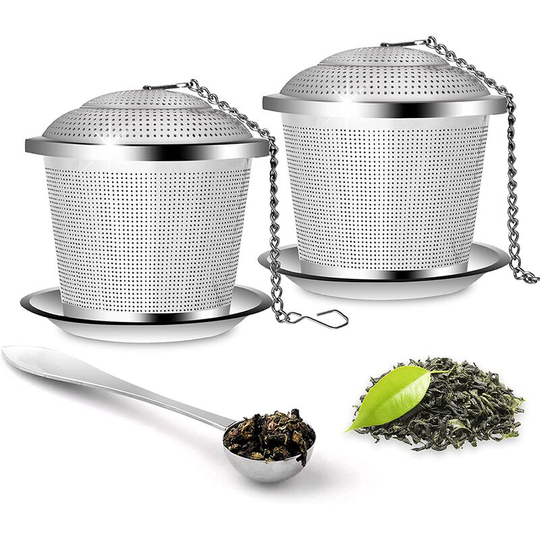 Loose Tea Strainers for Loose Tea, Stainless Steel Tea Infuser, Fine Mesh Tea Strainers with Spoon and Drip Trays, Tea Diffuser and Infuser with