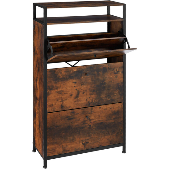 Slim shoe cabinet - Shoe chest of drawers, Shoe tipper, Shoe organizer - industrial dark 61 cm - industrial dark