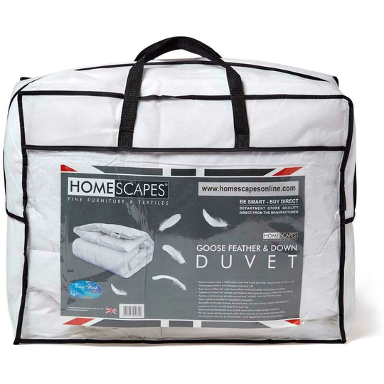 Goose Feather and Down All Seasons Super King Size Duvet - White - Homescapes
