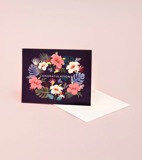 Lei Congratulations Card - Navy