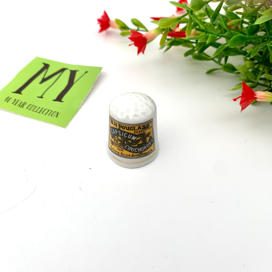 Vintage Porcelain B.h. Douglass Capsicum Couchorops Thimble Gold Tone Trim Gift For Seamstress Collectible My40Yearcollection