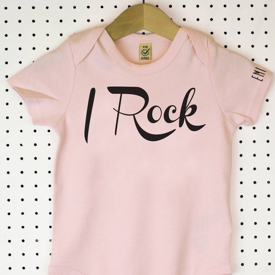 'I Rock' Organic Cotton Babygrow Or Jumpsuit, Pink/Blue/Black