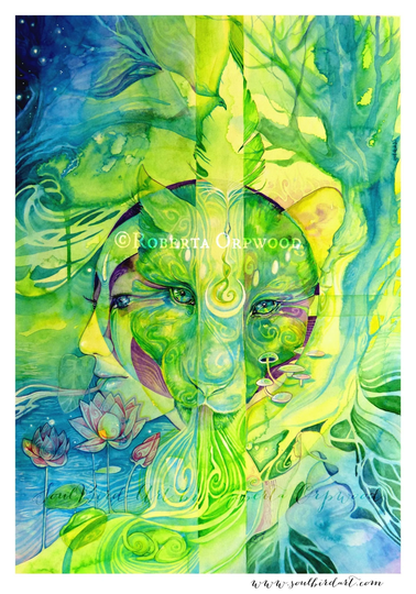 Psychedelic Jaguar Spirit Animal Visionary Art Print