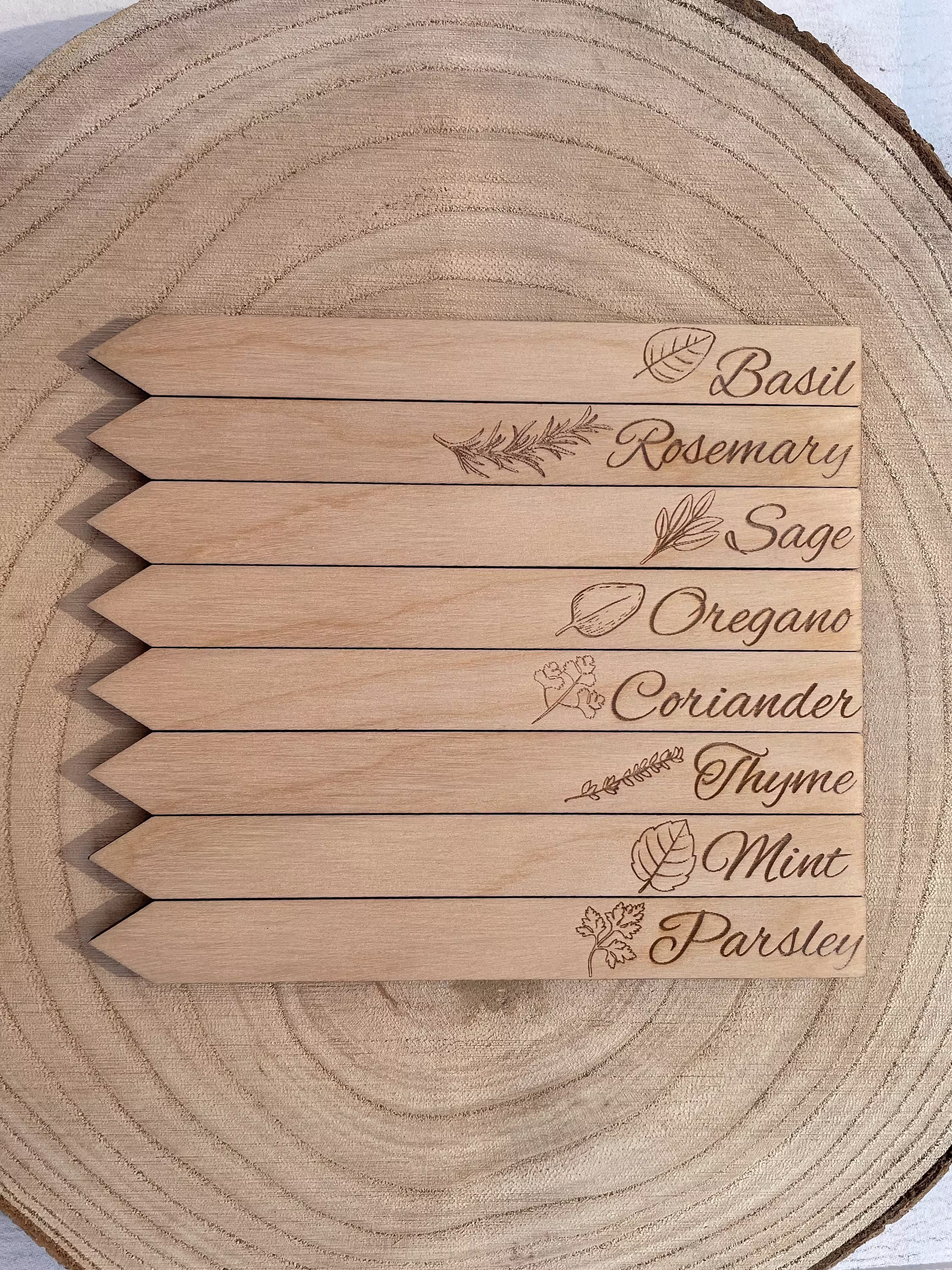 Plant Markers, Seed Herb Garden, Markers & Stakes, Labels, Wooden, Garden Decor, Set Of 8