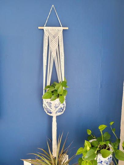 Boho Plant Hanger Indoor Hanging Planter With Wood Beads Decorative Flower Pot Holder For Outdoor Home Decor Macrame