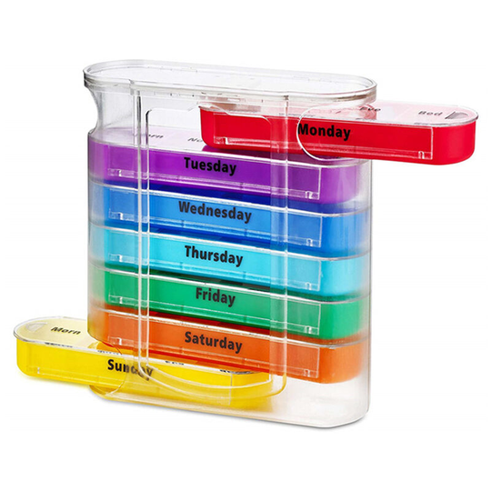 Asupermall - Medicine Case Medicine Box Pill Organizer Pill Box Pill Case Medication Reminder Portable Travel Container for Vitamins Fish Oil